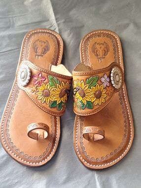 Flying F Leather And Art Custom Tooled Leather Size 10 Womens